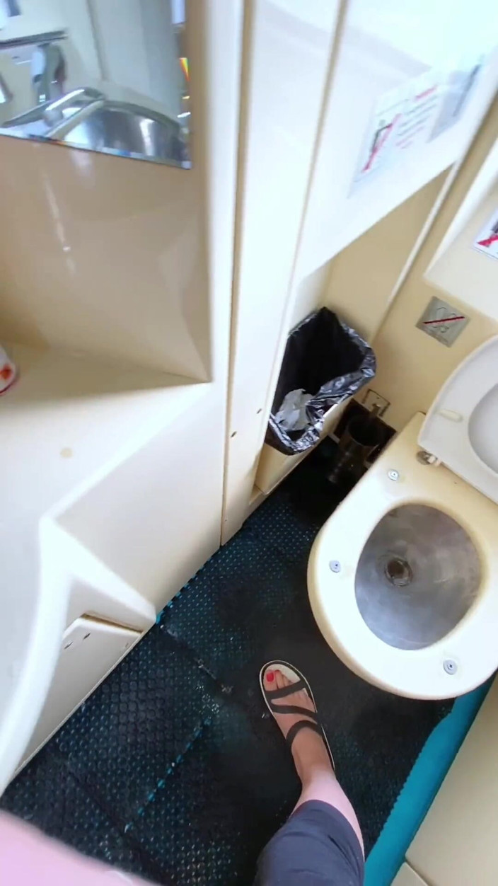 Ms Pee Piss: Train Journey on The Train, Went to A Public Toilet...