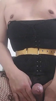In Fishnets I Enjoy My Cock