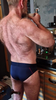 Muscle Bear Has Coffee
