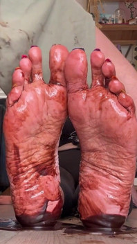 Size 16 Feet Chocolate Syrup Worship - Lick Them Clean Footboy