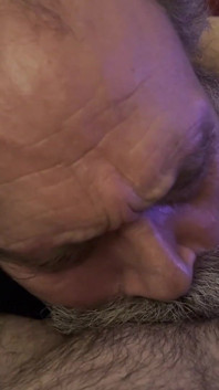 Old Man Big Moustache Blowjob, Sucks Licks and Hums His Way to a Creamy Reward