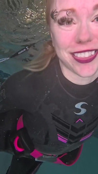 Underwater Wetsuit Dominatrix Tease in Heels
