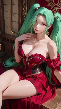 Warlock berambut hijau! Baju besi tempur merah di arcade klasik, rok celah menggoda setiap gerakannya