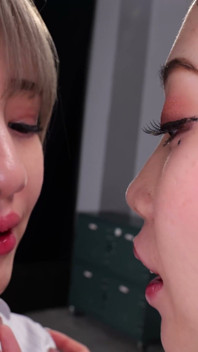 (en) an Komatsu Teaches Discipline with Tape Restraint and French Kissing
