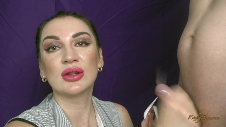 KinkyDomina: Super cumshot long stiletto nails handjob