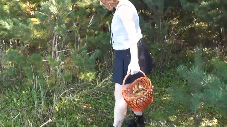 XXX-Platinum: Outside. Beautiful Stepmom MILF Without Panties Picks Mushrooms in Forest...