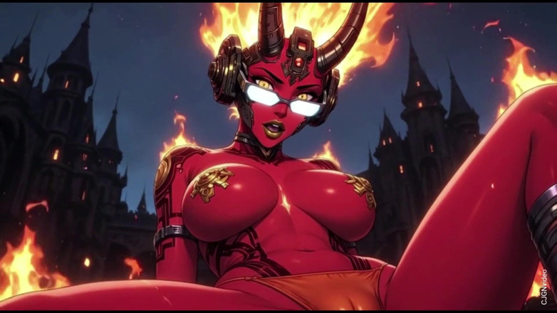 Hot girl dancing: 94. Demonio caliente en pose sexy de fuego (animación ai)