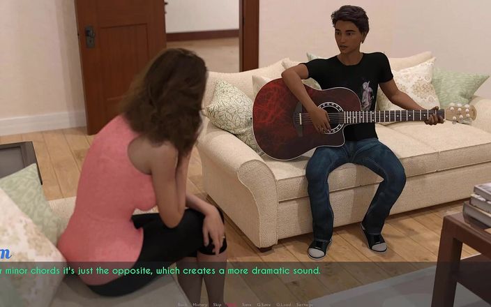 Visual Novels: एक पत्नी और सौतेली मम्मी भाग 45 - छात्र हॉट चोदने लायक मम्मी को गिटार बजाना सिखाता है