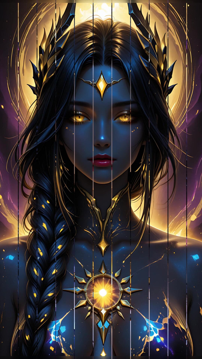 VelvetInk Studio: Void Empress Rising From Dark Matter with Golden Astral Threads...