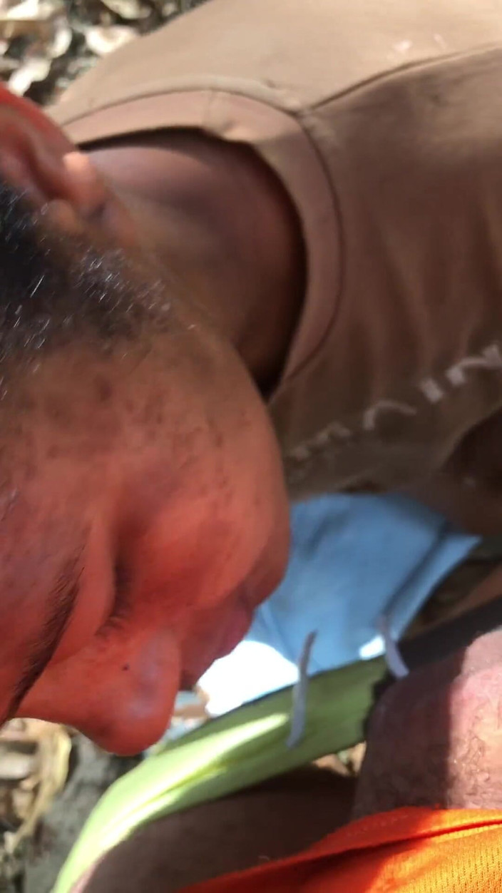 Violetahotvip: Domi chupando y con extraño en el arbusto