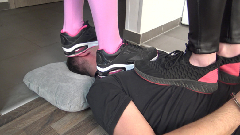 Femdom Austria: Double Blondie Head and Face Trampling!