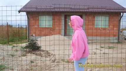 Pee Adventures: Hipster girl changes wet clothes and pee outdoor