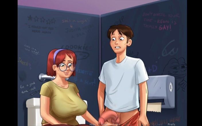 Hornysexes: 정액을 많이 빨아주는 Summertime Saga 섹시 거유