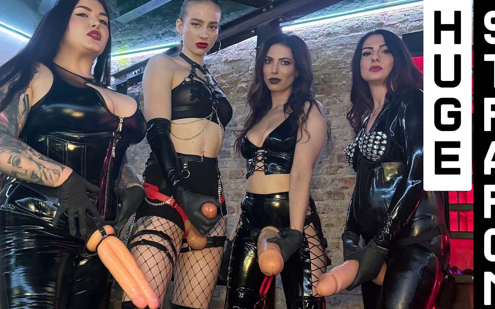 Pegging Femdom Gangbang with Huge Strapon Cocks Mistress Karino, Malinatrix, Lady Herodia, Lady Zara