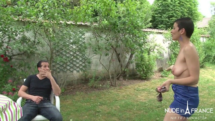 Nude in France: Short Haired Busty French MILF Helps a Taxi Driver Relieving...