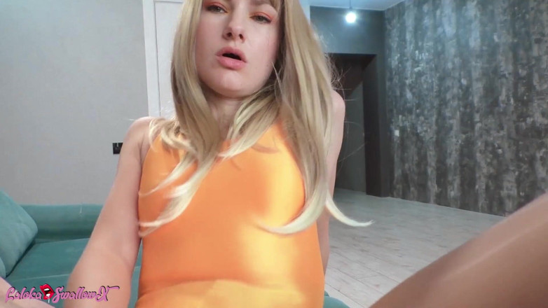 Laloka4you: Blonde Handjob and Footjob Big Cock in Nylon Pantyhose Till...