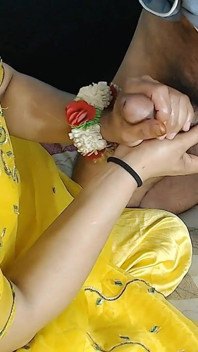 Heena Night Beautiful Handjob of Big Dick Devar Got by Hot Indian Bhabhi