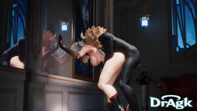 DrAgk: Arlecchino трахает ее задницу и лицо Hilichurl - Genshin Impact, 3D анимация, межрасовый секс