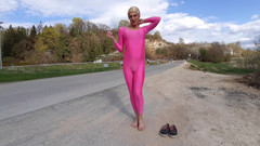 sweetfeet29: Pink Catsuite in the Sun