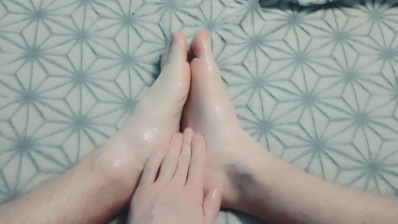 Pasha: Guy Gently Massages His Feet with Oil