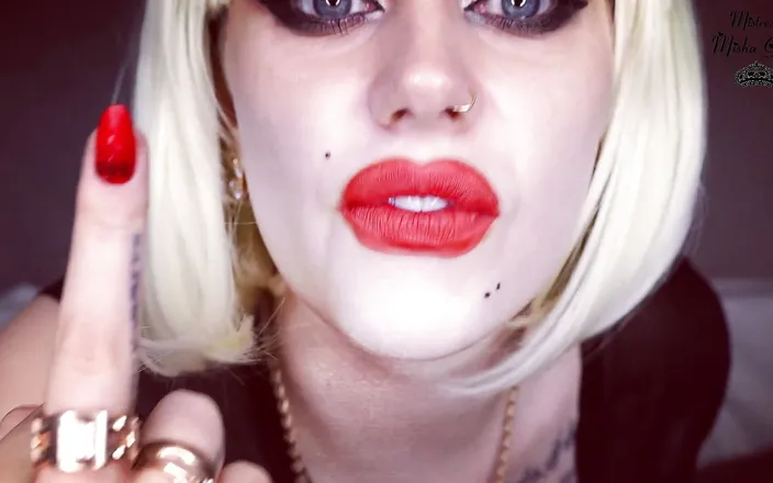 Goddess Misha Goldy: You are stupid retard! Worship my middle fingers and loser...