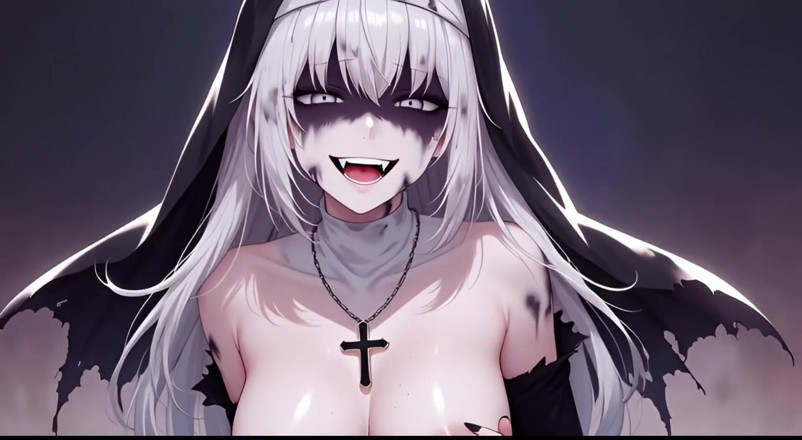 Ianimedia: Fallen Nun - Glossy Body, Breast Squeeze &amp; Explicit Posing