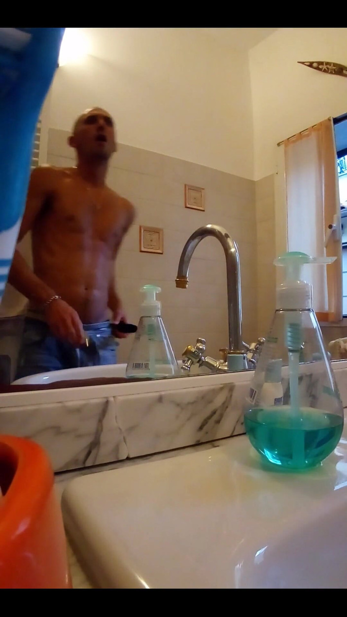 Boy jerking off: Visiting Bathroom