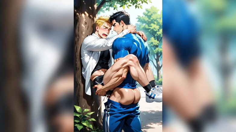 Bosss: Ao ar livre, foda anal gay