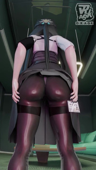 Zzz 3D - Miyabi Shows Her Sexy Thicc Ass in Stockings and Gives Herself a Few Spanks