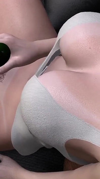 Le ragazze si sta divertendo con un cetriolo | 3D Porno