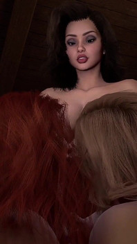 Trei futas într-un sex în trei cu labă