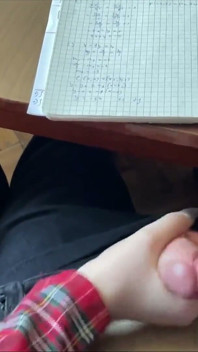Schoolgirl Handjob Again in Math Class Under the Table and Even a Bit of Footjob. at School.