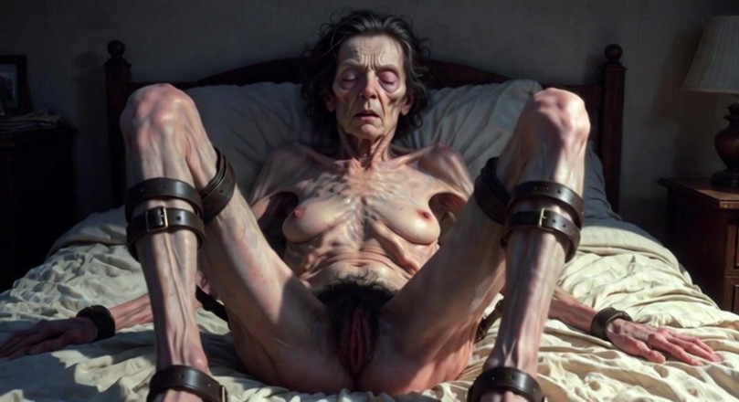 YOUR BEST FANTASY: 85yo Granny Tied up - Big Open Hairy Pussy Begging for...