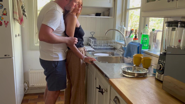 LoveAndRopes: Husband Gets Horny Watching Hot MILF Wife Doing the Dishes,...