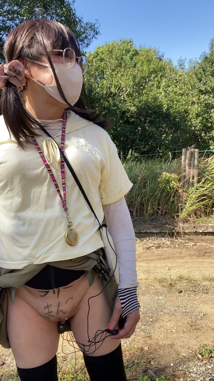 megu2002: No343 Peeing at the Utility Pole with “free Use” Written on...