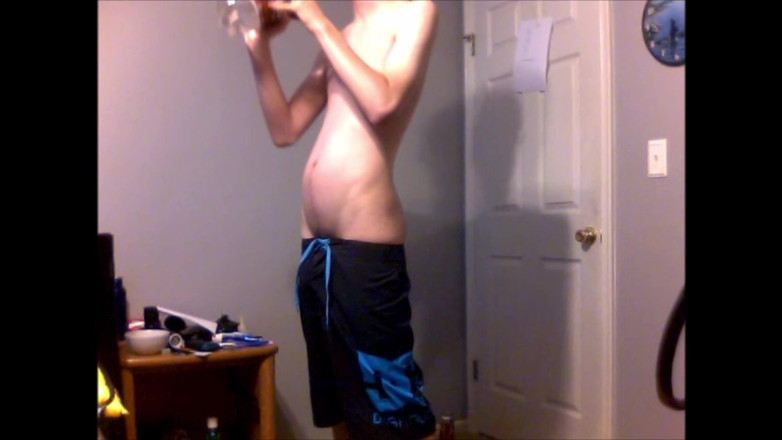 ElementX1018: Young Guy Fills His Stomach with Water