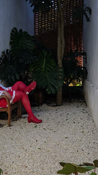 Sluty Miko Sissy Kanisa Part 2: Outdoor Walk in a Rock Garden Showing Her Sexy Legs Under Red Stocking and High Heel Shoes