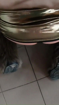 Golden Dress, Fur & Smoking - Hairy Pussy, Deep Blowjob & Hard Doggy on a Freezer