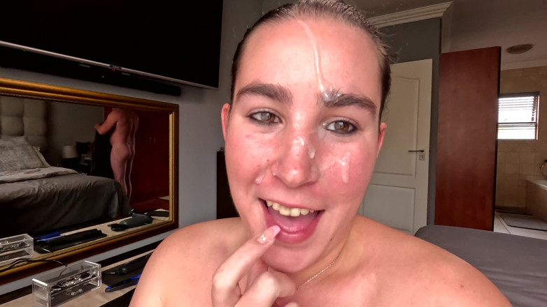 domslutfucker: Unfaithful Hotwife Sends Cuckold Husband Selfie Blowjob with Cum Facial