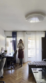 Crossdresser Walking Around the Apartment Showing High Heels and Lovely Pearls