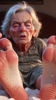 Submissive Mans Serving Old Granny's Ugly Feet - Humiliation