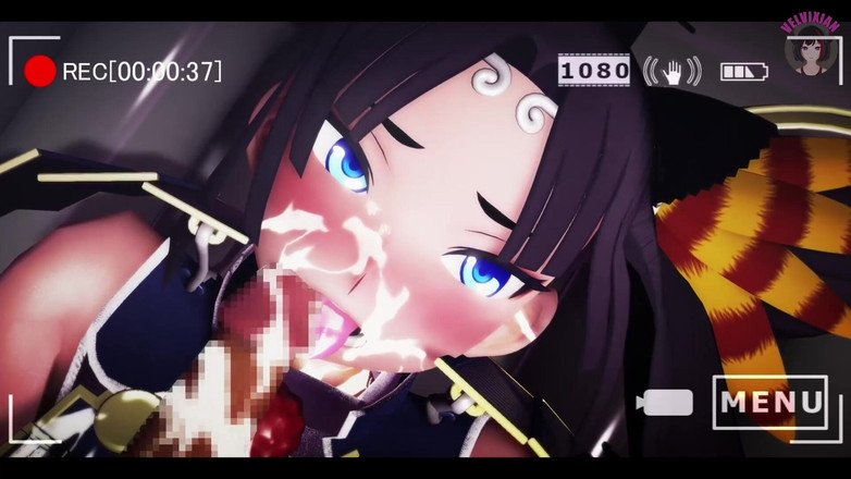 Velvixian: Ushiwakamaru - zakar di bibir + pancutan mani di muka