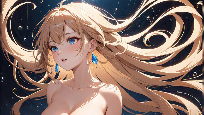 LustRender: Serenity berat - awek Ai berkongkek lembut semasa rambutnya terapung di...