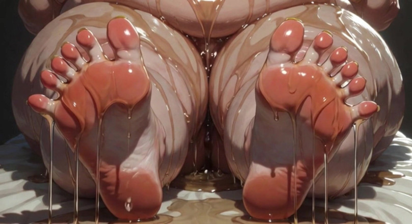 YOUR BEST FANTASY: Une SSBBW obèse masse ses énormes pieds huilé - gros plan sur...
