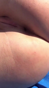 Naughty Blonde Babe Rubs Her Muff Till Orgasm at Ocean Coast