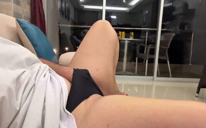 kaithsaumeth: Naughty Young Girl Masturbates in the Hotel Living Room- Wet...