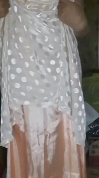 Satin Long Gown Polkadot Crossdresser Masturbation Fetish