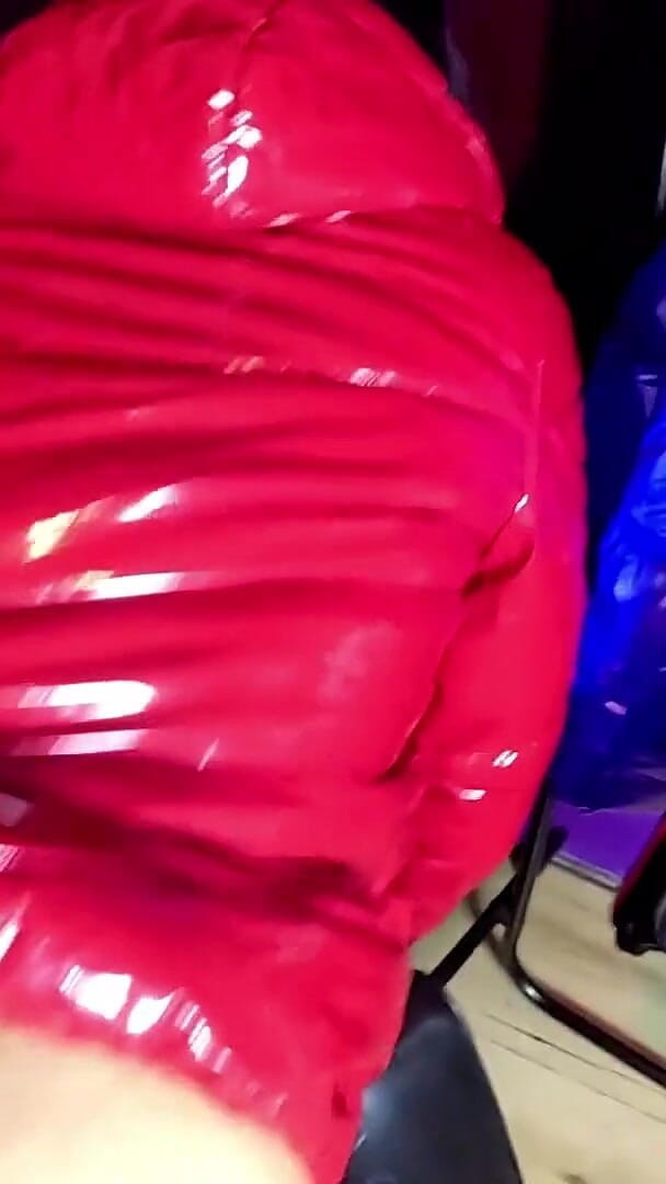 MilfyCalla: Red Glossy Downjacket POV. Smoking, Doggy Style and Double Cum...