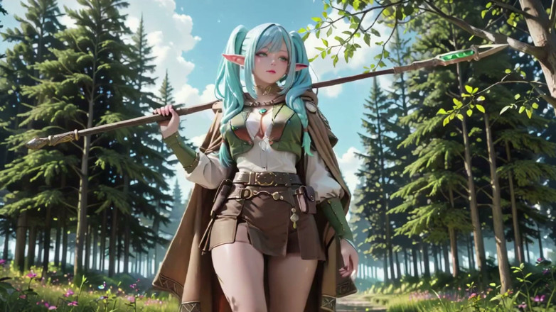 Seraphina Vale: Fantasi hutan! Blue Elf Kneeling, mengusik elf hijau, sun-dappled magic &amp;...