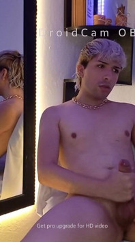 Blonde Hair Boy Jerking off in Cam and Cum Masive